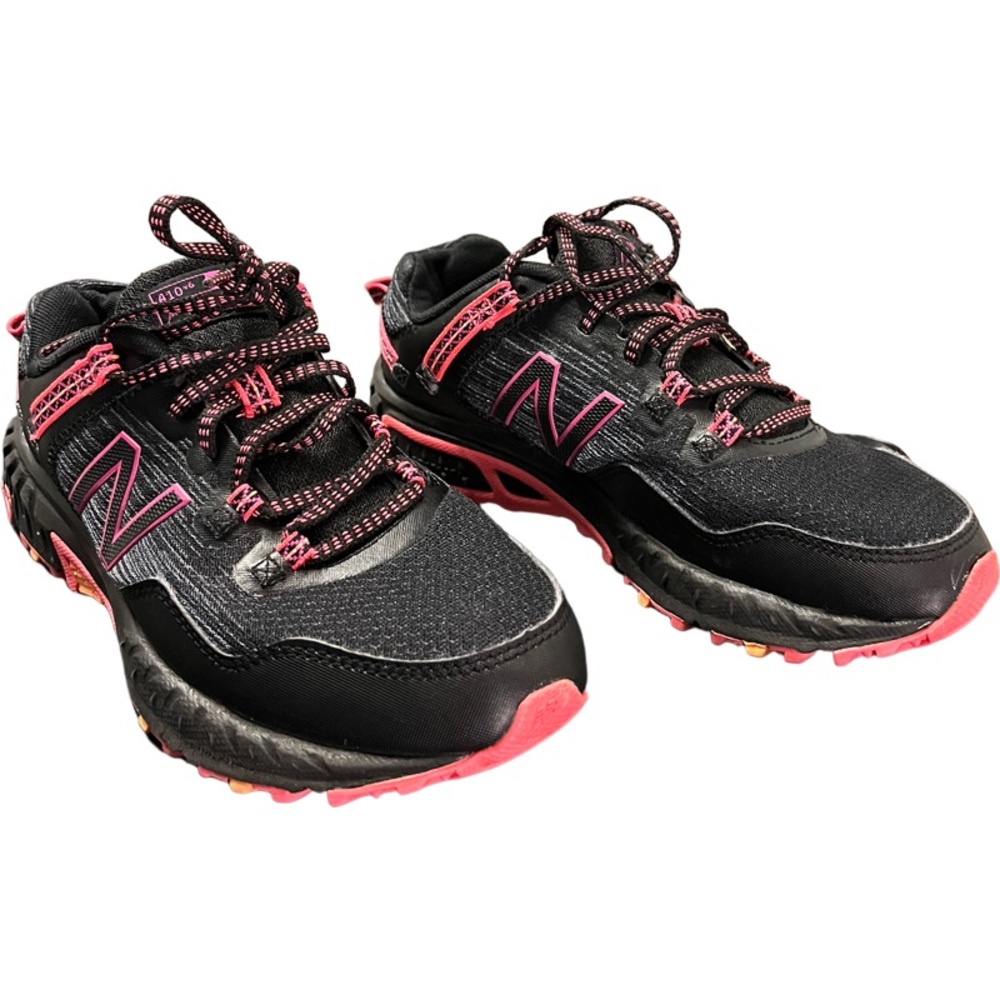Women's New Balance 410v6 Trail Running Shoes Black Peony Guava Mango